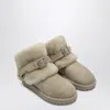 Burberry Chubby Snow Boots In Suede And Beige Shearling