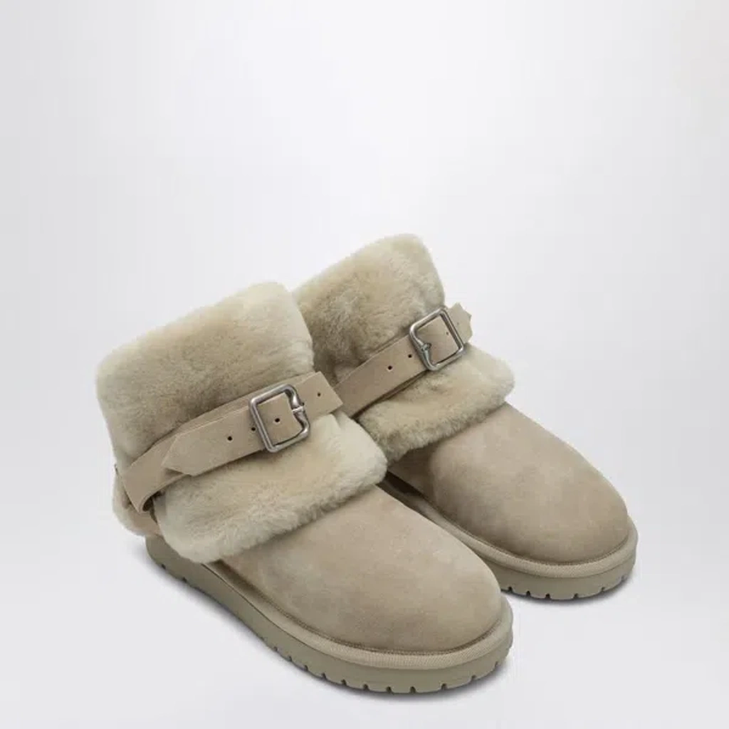 ショートブーツ・ブーティ Burberry Chubby Snow Boots In Suede And Beige Shearling BURBERRY | SUEDE AND SHEARLING CHUBBY BOOTS