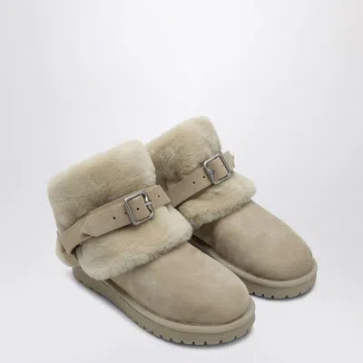 BURBERRY BURBERRY CHUBBY SNOW BOOTS IN SUEDE AND BEIGE SHEARLING