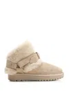Burberry Shearling-trimmed Suede Ankle Boots In Beige