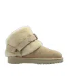 Burberry Suede Shearling Snow Boots With Buckle Detail In Gray