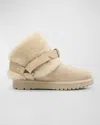 Burberry Suede Shearling Snow Boots With Buckle Detail In Gray