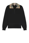 Burberry Mens Black Logo-embroidered Funnel-neck Cotton Sweatshirt