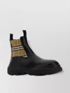 Burberry Chunky Sole Ankle Boots With Checkered Pattern In Black