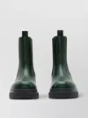 Burberry Chunky Sole Ankle Boots With Elastic Panels In Green