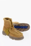 Burberry Lace-up Suede Boots With Shearling Lining In Brown