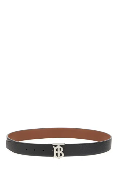 Burberry Belt In Black/tan/light Gold