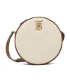 Burberry Circular Logo-plaque Crossbody Bag In Nude