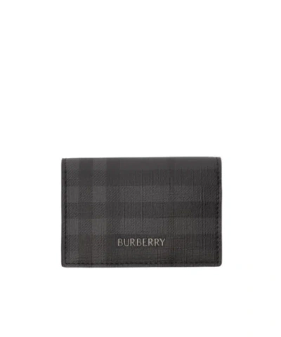 Burberry City Check Bifold Card Case In Gray