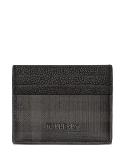 Burberry City Check Card Case In Gray