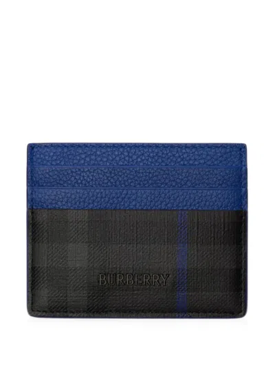 Burberry City Check Card Case In Blue