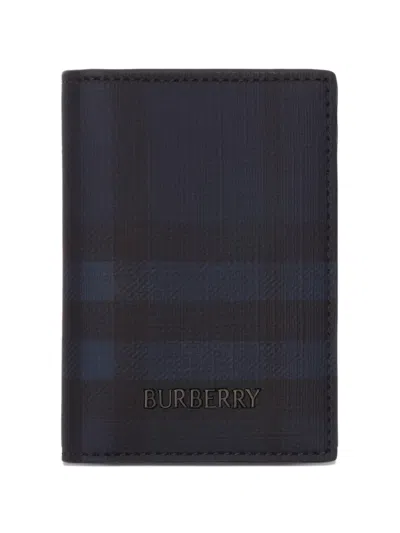Burberry City Check Folding Card Case In Blue