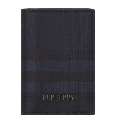 Burberry City Check Folding Card Holder In Blue