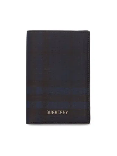 Burberry City Check Passport Holder In Blue