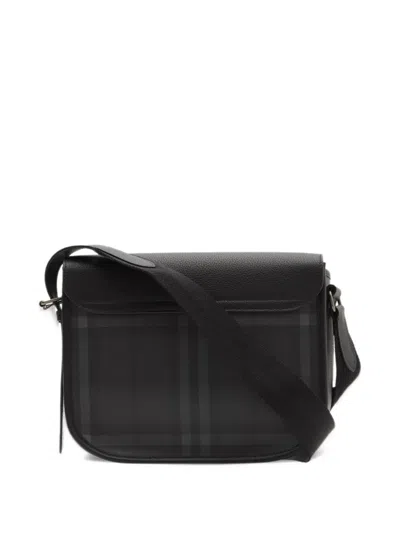Burberry City Check Satchel Bag In Black