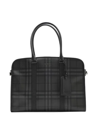 Burberry City Check Tote Bag In Black