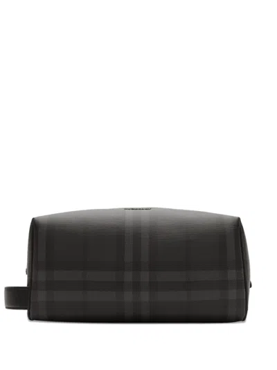 Burberry City Check Travel Pouch In Black