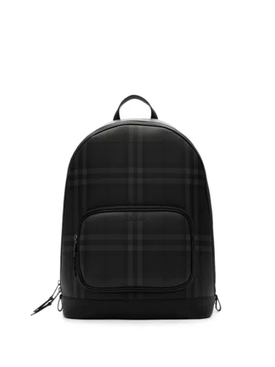 Burberry City Check Zip Backpack In Black