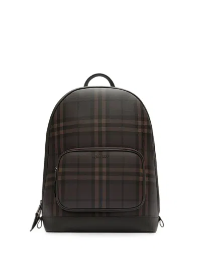 Burberry City Check Zip Backpack In Brown