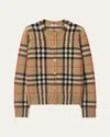 Burberry Clara Check Cashmere Crewneck Cardigan In Multi