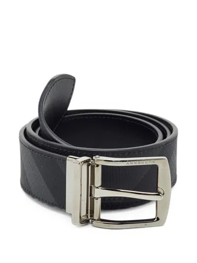 Pre-owned Burberry Clarke Reversible Beat Belt In Black