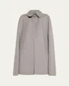 Burberry Clasp Closure Wool Cashmere Cape In Iron Grey