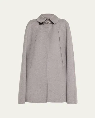 Burberry Clasp Closure Wool Cashmere Cape In Iron Grey