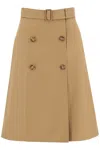 BURBERRY CLASSIC CAMEL MIDI SKIRT WITH BELT FOR WOMEN | PERFECT FOR FW23