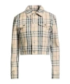 Burberry Cropped Checkered Jacket For In Neutral