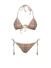 Burberry Check Motif Triangle Bikini Set In Archive Beige Ip Chk
