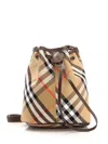 Burberry Medium Bucket Bag With Check Pattern In Beige