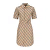 Burberry Classic Check Cotton Dress With Belted Waist In Neutral