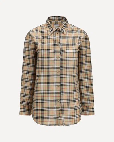 Burberry Classic Check Cotton Shirt In Beige