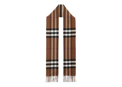 Pre-owned Burberry Classic Check Fringed Scarf In Birch Brown