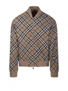 Burberry Linden Check Wool Blend Harrington Jacket In Neutrals