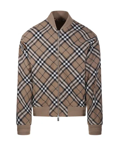 Burberry Classic Check Jacket With Structured Silhouette In Beige