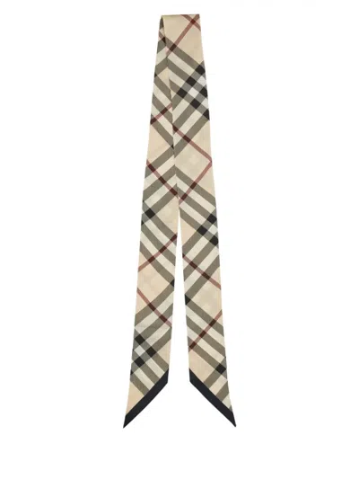 Burberry Classic Check Pattern Silk Scarf In Grey