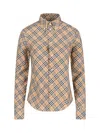 Burberry Ered Shirt With Button-down Collar In Beige