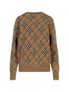 Burberry Brown Check Jumper In Wool And Mohair In Brown