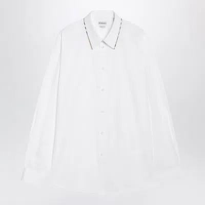 Burberry Classic Cotton Poplin Shirt With House Check Collar In White