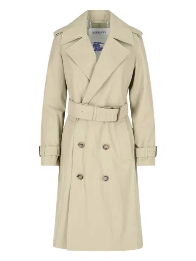 Burberry Classic Double-breasted Trench Coat With Adjustable Waist Belt In Neutral
