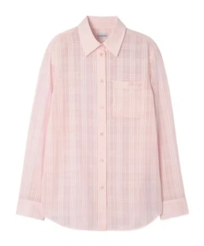 Burberry Classic Fit Check Cotton Shirt In Pink