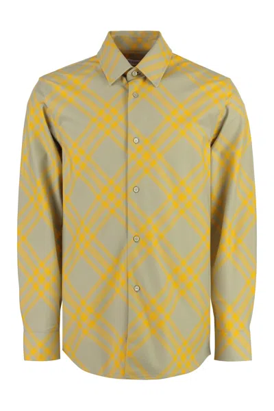 Burberry Classic Green Men's Checkered Shirt For Fw23