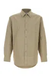 Burberry Poplin Shirt With Long Sleeves And Curved Hem In Green