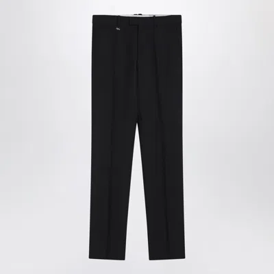 BURBERRY CLASSIC NAVY BLUE WOOL BLEND TROUSERS