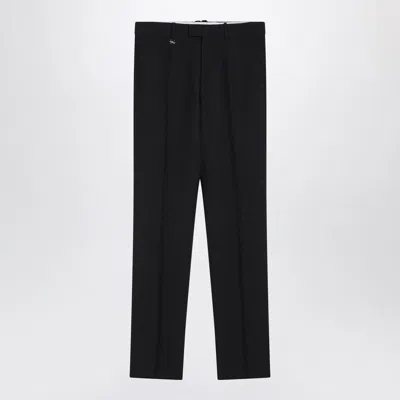 BURBERRY BURBERRY  CLASSIC NAVY BLUE WOOL BLEND TROUSERS