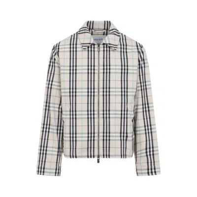 Burberry Classic Plaid Jacket With Structured Collar In Neutral