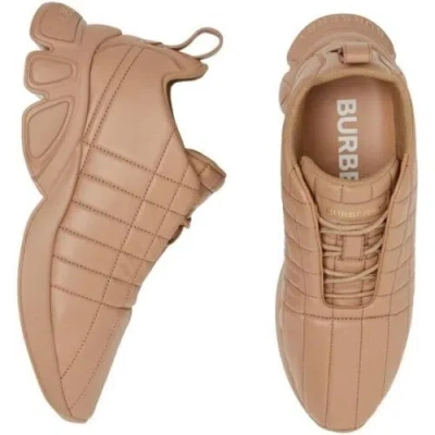 Pre-owned Burberry Classic Quilted Leather Sneakers Shoes Light Brown Size 10 $850
