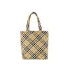 Burberry Check Fabric Tote Bag In Brown