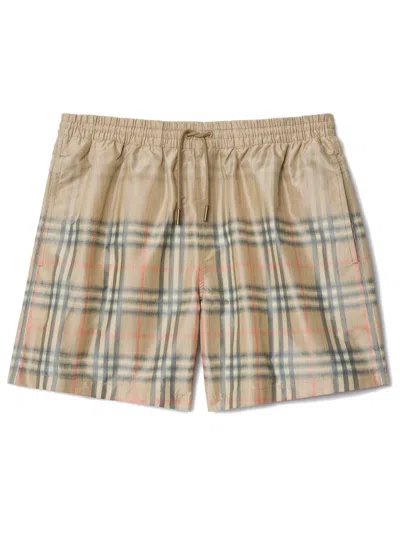 Burberry Classic Swim Trunks With Aesthetic Waistband In Neutral